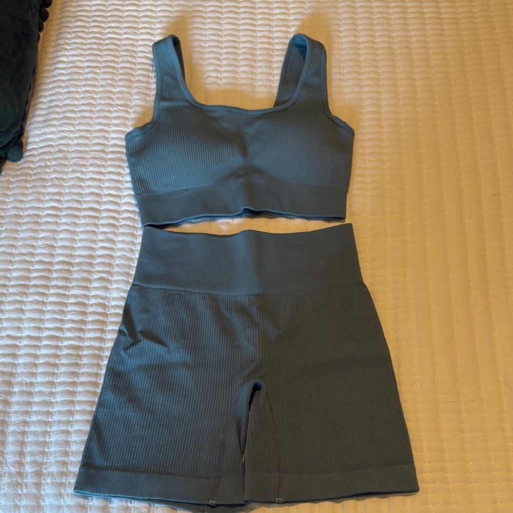 Ribbed Blue Activewear Set